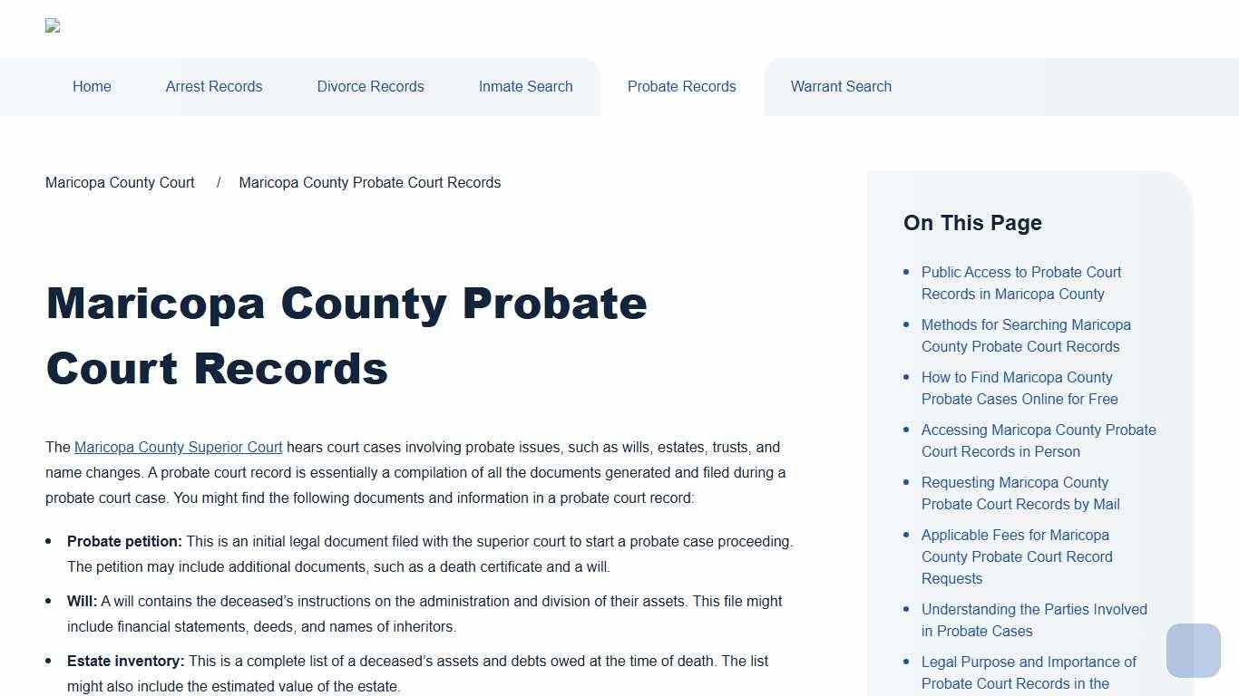 Maricopa County Probate Court Records Maricopa County Court